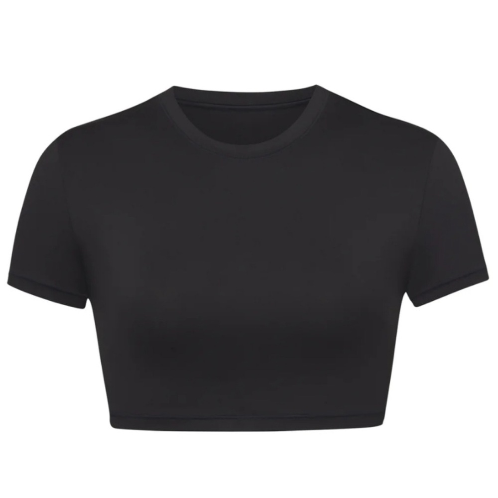 Skims swim crop top black T-SHIRT SW-TSH-0746 ONYX L Fitted Short Sleeve Top - Picture 6 of 11